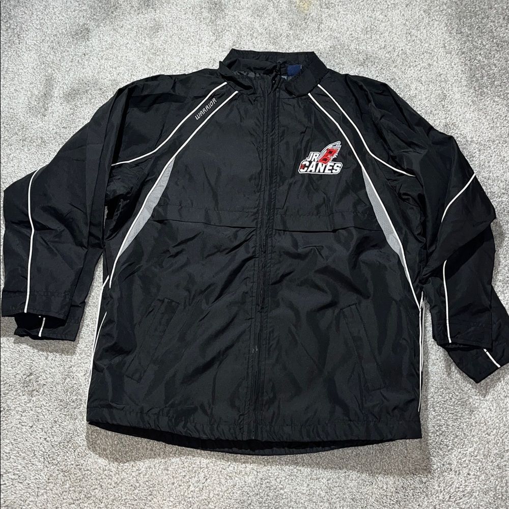 Black Carolina Junior Jr Hurricanes NHL Warm up Track Work Out Team Jacket L